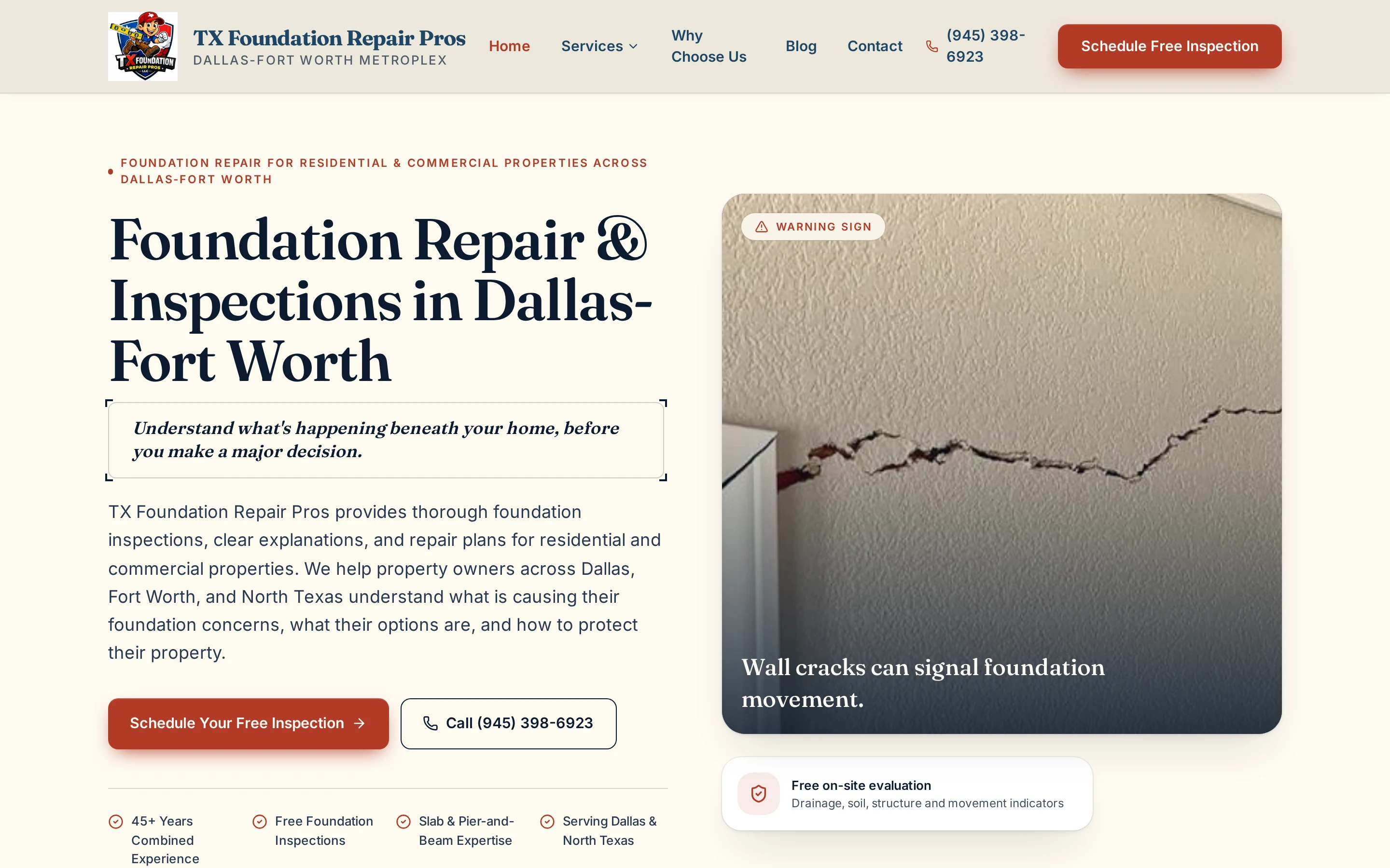 TX Foundation Repair Pros, LLC website designed by JB's Custom Website Design